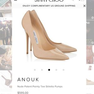 Jimmy Choo nude patent pointy toe stiletto pump